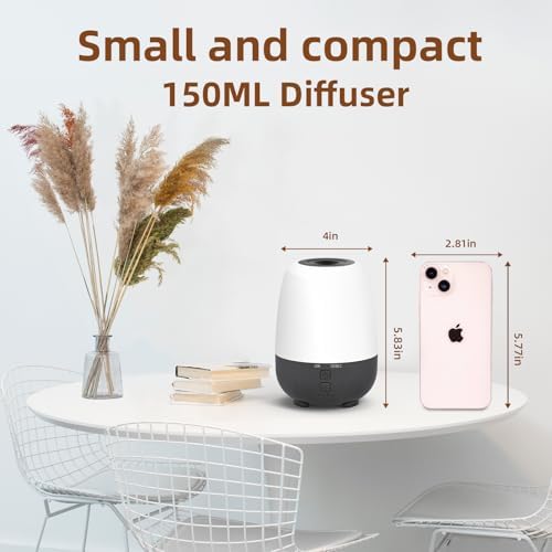 SEEDSEEL 150ML Rechargeable Battery Operated Essential Oil Diffuser, Portable Cordless Aromatherapy Diffuser,7-Hour Runtime with 7 LED Color Changing Lights - Image 4
