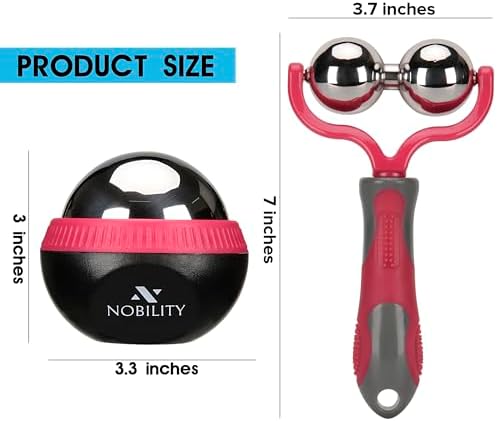 Nobility Massage Ball Roller– Ice Cold and Hot for Deep Tissue and Sore Muscle Relief of Stiffness and Stress, Body, Neck, Back, Foot, Plantar Double Pink - Image 3