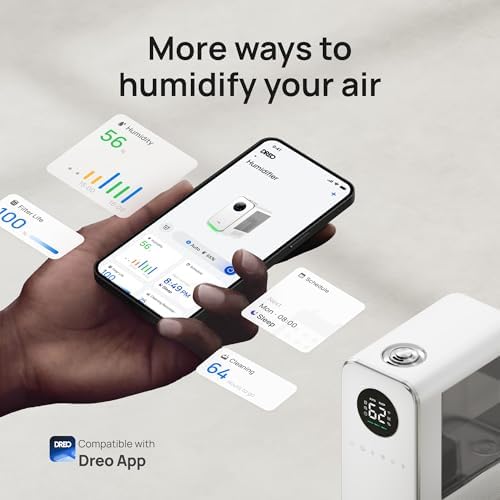 DREO Humidifiers for Bedroom, Top-filled Smart Quiet Cool Mist Humidifiers for Large Room Home, Oil Diffuser & Nightlight, 50Hours Runtime for Indoor Plants, with Alexa/Google, Grey - Image 6
