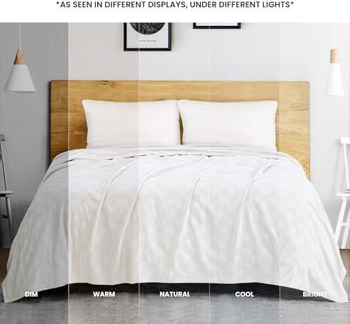 Utopia Bedding 100% Cotton Thermal Blanket White Full, 90x84 Inches - Image 5