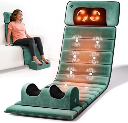 Full Body Massage Mat with Heat, 10 Motors, Detachable Massager Pad by HimoutaUS