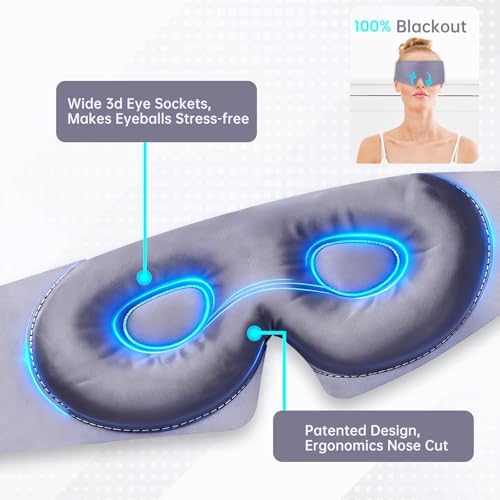 Calm&Relax Bamboo Sleep Mask - Cooling 3D Eye Mask, Lash Friendly，Gray - Image 2