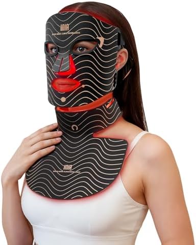INIA Red Light Therapy Mask for Face, Neck & Chest, 850nm NIR, 4 Modes by INIA