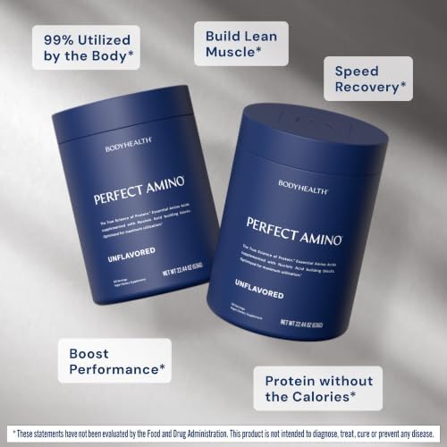 BodyHealth PerfectAmino - BCAA and EAA Powder for Pre and Post Workout - Amino Acid Energy Drink for Men and Women to Support Lean Muscle and Recovery - Unflavored (Lightly Sweetened) - 120 Servings - Image 3