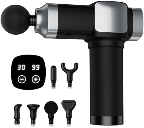 Massage Gun Deep Tissue, Portable Percussion Electric Muscle Massager for Pain Relief, Handheld Massagers with 30 Speeds & 6 Attachments for Back and Neck, Gifts for Men Women by CAMEFER