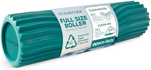 Oceanfoam Tidal Roller - Jade - Muscle Massage Foam Roller for Back Pain & Stretching - Firm and Ergonomic Wide Wave Textured - Yoga, Athletics, & Wellness - Full Size, 20" x 5" by Oceanfoam