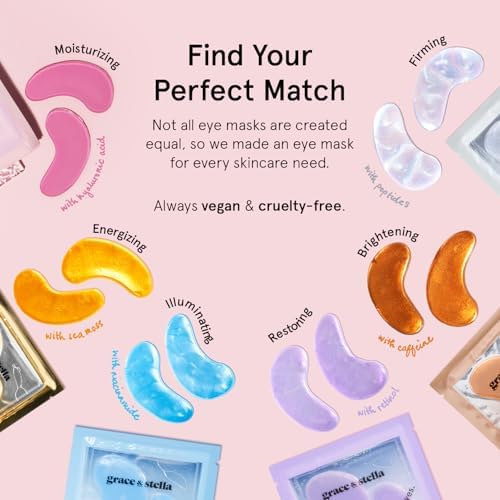 grace & stella Under Eye Mask - Reduce Dark Circles, Puffy Eyes, Undereye Bags, Wrinkles - Gel Under Eye Patches, Bulk Gifts for Women - Vegan Cruelty-Free Self Care (72 Pairs, Gold, Pink, & Blue) - Image 4