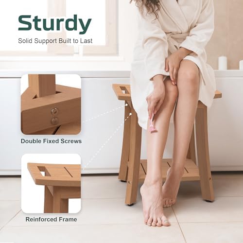 Waterproof HIPS Shower Bench for Inside Shower, Shower Stool, Brown - Image 5