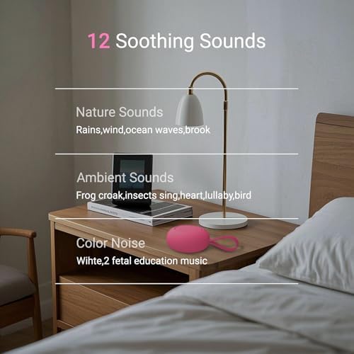 Jaroco Portable Baby Sound Machine [White Noise for Babies Kids Adults][Sleep Soother][12 Soothing Sounds] 15 Hours Battery Life, Registry Gift,Shower,Clips on Baby Stroller Rose - Image 2