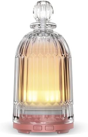 Glass Essential Oil Diffuser, Small Cool Mist Humidifier Glass Cover & Plastic Reservoir with 7 Color LED Lights, Auto Shut-Off for Home, Office, Spa 120ml(Copper Bottom) by Smartwell