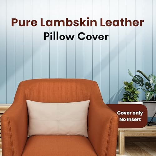 LL LEATHER LOVERS 100% Lambskin Leather Pillow Cover - Sofa Cushion Case - Decorative Throw Covers for Living Room & Bedroom, White Plain Pack of 2-18X26 Inch - Image 2