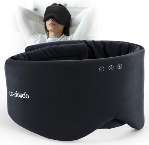 Luxury Bluetooth 5.4 Sleep Mask for Adults - Ice Fiber Cooling & HD Sound, 100% Light Blocking Adjustable Eye Cover for Travel & Side Sleepers - Soft Sleep Headphones with 10H Playtime by LC-dolida