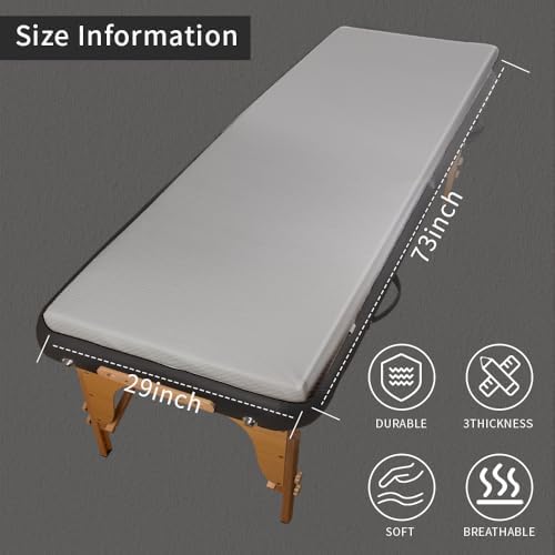 Grey Lash Bed Memory Foam Massage Table Topper, 73x29x2 inch, Removable Cover, Non-Slip, Elastic Bands - Image 2