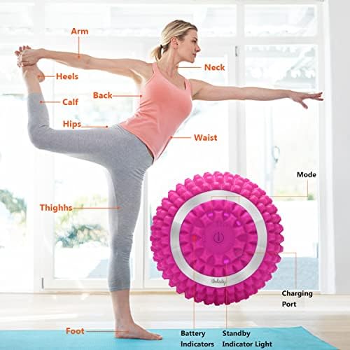Vibrating Massage Ball 4-Speed High-Intensity Fitness Yoga Massage Roller, Relieving Muscle Tension Pain & Pressure Massaging Balls (Pink) - Image 3