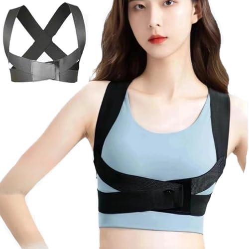 1Pcs Posture Corrector with Shaped Biomechanical Design Comfort Fit Back Brace Corrects Hunchback Adjustable Shoulder Straightener Full Size Mid Spine Support Neck Upper Pain Relief(Black) (Medium) by Unknown