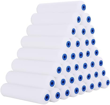 Mister Rui Foam Paint Roller, 36 Pack, 6 Inch High Density Foam Paint Roller Covers, Sponge Paint Rollers, Mini Rollers, Small Paint Rollers for Painting Walls, Cabinets, Doors by MisterRui