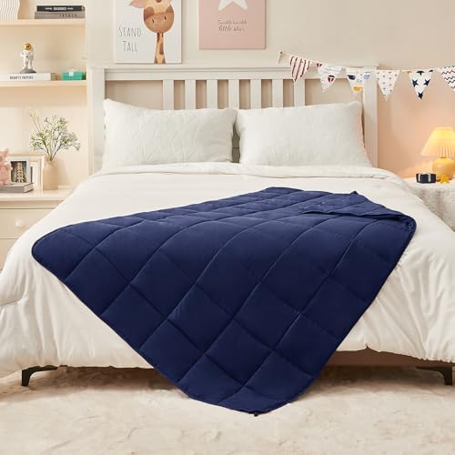 yescool Navy Weighted Blanket 10 Pounds Twin Cooling Weighted Lap Blanket, Heavy Blanket, Weighted Throw Blanket Gifts for 80-110lbs, 40" x60 - Image 5