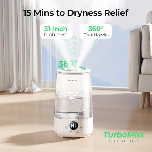 Homvana 3.6L Top-Fill Cool Mist Humidifiers for Bedroom, Large Room(Clear) - Image 3
