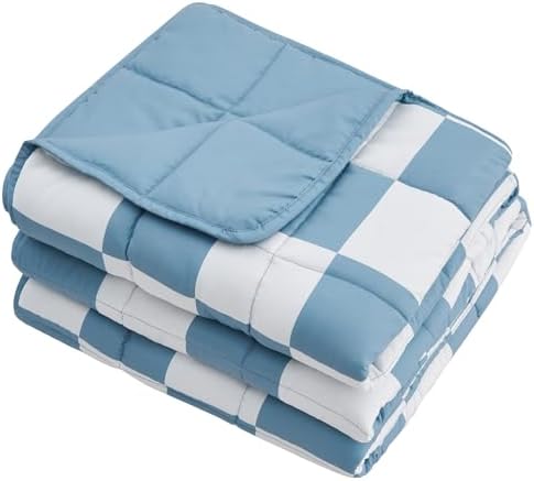 Weighted Blanket for Adults 15lbs, 48"x72", Twin Full Size Cooling Heavy Throw Blanket for 140-160lbs, Microfiber Soft Big Blankets Weighted Comforter, Blue Checkered - Image 7