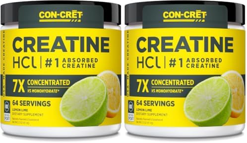 CON-CRET Creatine HCl Powder | Muscle, Cognitive, Cellular Energy Support | No Bloating or Cramps | USA Made & NSF Certified | Lemon Lime (64 Serving) (Pack of 2) by CON-CR%C4%92T%C2%AE
