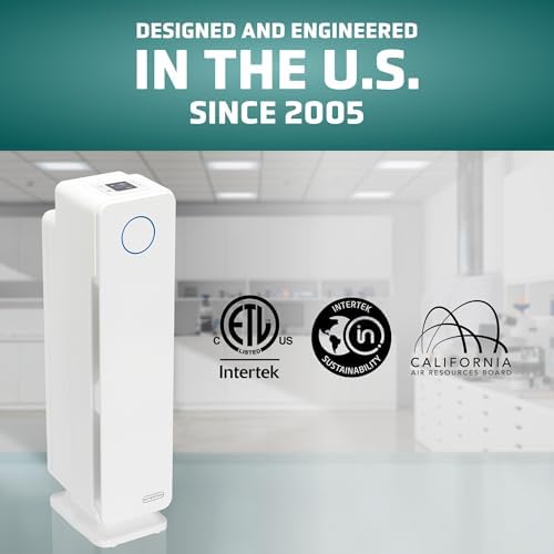 GermGuardian Air Purifier for Home with HEPA Pure Filter, for Wildfire Smoke, Pet Dander, Pollen, Odors, Large Rooms Up To 870 Sq. Ft., Removes 99.97% Pollutants, UV-C Light, 28", AC5350W, White - Image 5