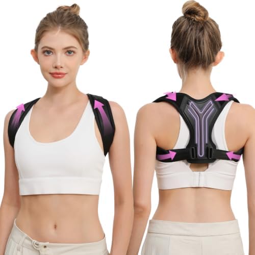 Confident Women Posture Corrector, Easy-Adjust Upper Back Brace, Black by Playire