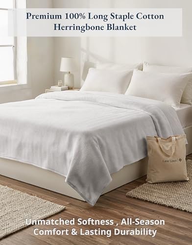 LANE LINEN Couch Blanket Queen, 350 GSM 100% Cotton Medium Weight - Image 5