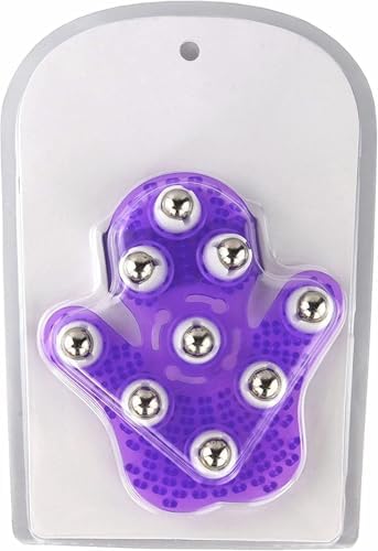 SAMYO Palm Shaped Massage Glove Body Massager with 9 360-degree-roller Metal Roller Ball Beauty Body Care (Purple) - Image 6