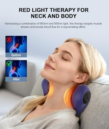 Neck Massager with Heat, Red Light & Vibration Adjustable, Heated Neck Stretcher with 3 Modes, Rechargeable Cervical Traction Device for Pain Relief & Muscle Relaxation, Gift for Women Men - Image 6