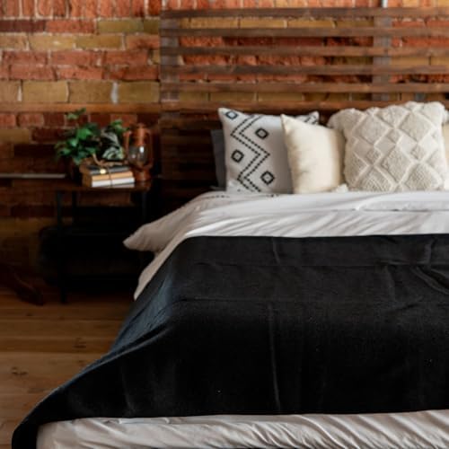 Arcturus Bighorn 100% Virgin Wool Blanket | Heirloom-Quality Wool Bedding for Home & Cabin | Warm, Thick & Durable (King Size, Raven Black) - Image 3