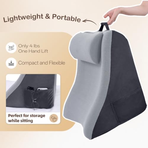 Vekkia 21” Back Rest Pillow with Dual-Layer Foam for Reclining and Sitting - Image 6