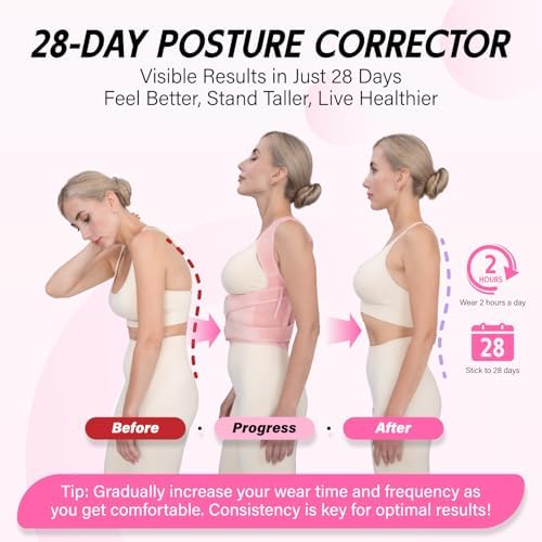 Back Brace Posture Corrector for Women & Men, Adjustable Full Back Support, Shoulder Straightener for Upper & Lower Back Pain Relief-Scoliosis, Hunchback, Waist Trainer (Small, Pink) - Image 3