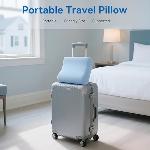 AM AEROMAX Travel Contour Memory Foam Pillow for Neck Pain Relief, Blue - Image 4