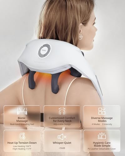 Shiatsu Neck and Back Massagers with Heat, 150 Mins Uses, 4 Modes & Adjustable Massage Head, Electric 3D Deep Tissue Kneading for Shoulder, Leg, Muscle Soreness, Pain Relief, Relaxation for Women, Men - Image 2