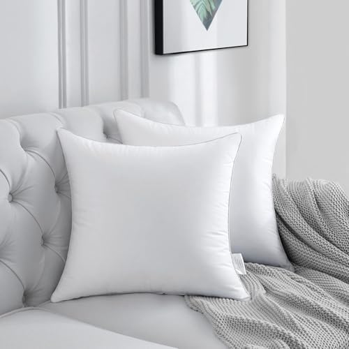 FAVRIQ 30 x 30 Pillow Inserts - Firm and Fluffy Decorative Square Sofa Throw Pillow with 100% Cotton Cover - Down Alternative Pack of 2 - Image 2