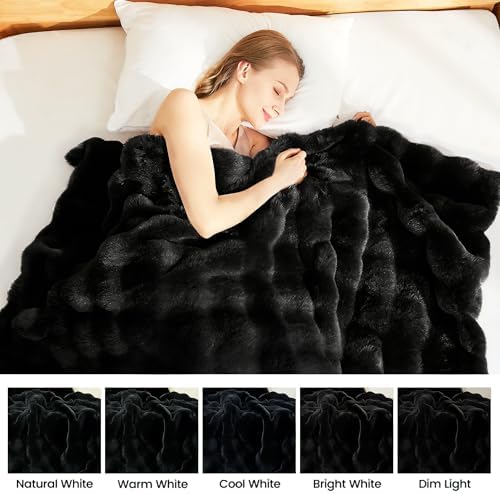 Latepis Soft Black Throw Blanket, Warm Cozy Faux Fur Throw Blanket for Couch, Plush Fluffy Fuzzy Blankets for Sofa and Bedroom, 50” x 60”, 860GSM - Image 7