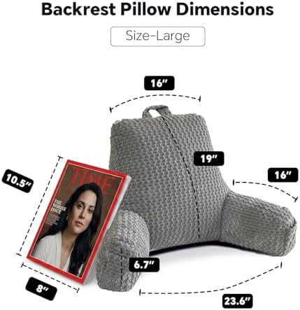 19" Back Support Pillow for Dorm Room Essentials,Gray Corduroy,Large - Image 5