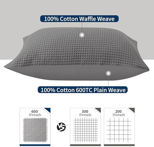 100% Egyptian Cotton 600 TC Waffle Weave Throw Pillow Covers 2 Pack - Image 5