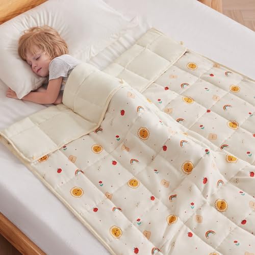 anfie Weighted Blanket (36"x48" 5lbs) Weighted Blanket Cooling Blanket for Resting,Throw Size Breathable Blanket with Premium Glass Bead(Beige Sun) by anfie