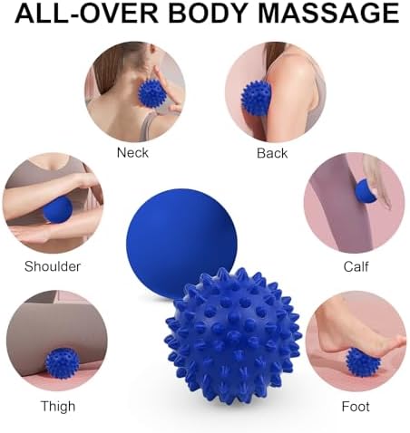 Physical Massage Therapy Ball Set: Lacrosse & Spiky Ball Set for Stress Relief, Muscle Therapy, Myofascial Release, Portable Pain Relief Tool for Gym Office Home Use (Blue-Blue) - Image 6