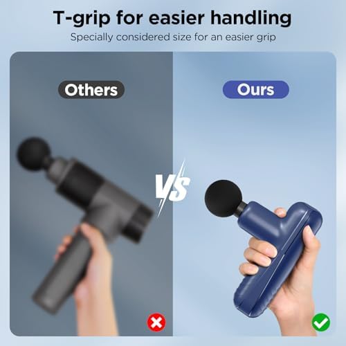 Mini Massage Gun, Powerful Handheld Muscle Massager for Muscle Relaxation, Deep Tissue Percussion Small Massage Gun Travel Massager with 4 Massage Heads Silent Brushless Motor, Blue - Image 6