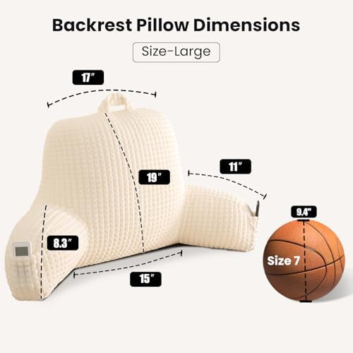 Reading Pillow with Arms for Bed Sitting,White Flannel - Image 3