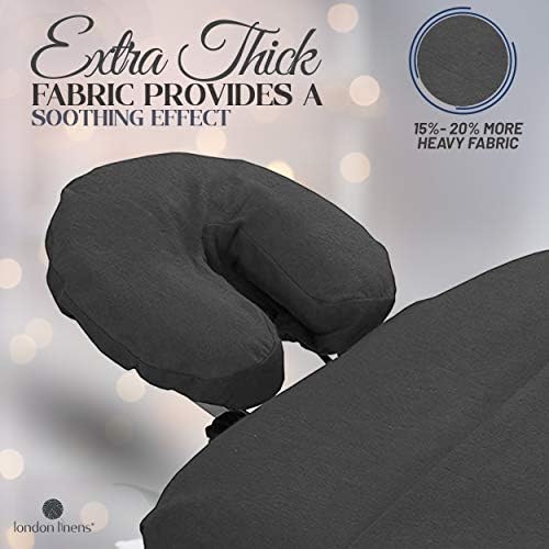 London Linens Pack of 4, Premium Extra Thick 100% Cotton Flannel Massage Tables Face Cradle Covers Cozies Fitted - Includes 4 pcs (Greenish Grey) - Image 3