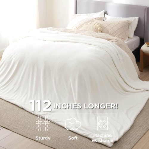 Bedsure GentleSoft Sherpa Fleece Cal King Blankets for Bed, Non-Heated, Thick and Warm Oversized Throw for Women and Men, Soft Fuzzy Plush Large Blanket for Winter, White, 112x98 Inches - Image 3