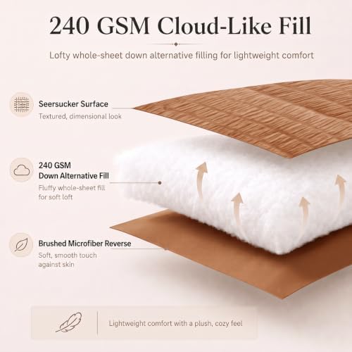 CozyLux King Size Comforter Set, 7 Pieces Pumpkin Seersucker Bed in a Bag - Image 3