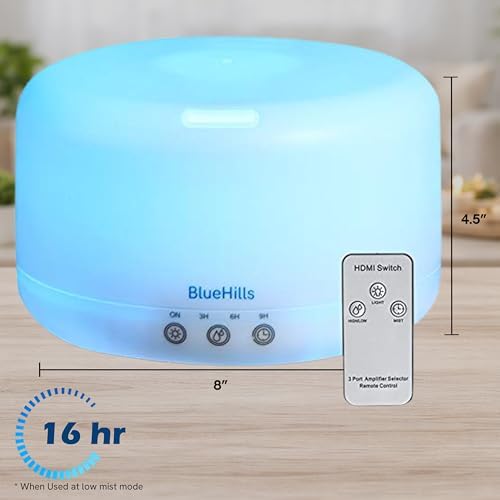BlueHills 1000 ML Essential Oil Diffuser Premium Humidifier XL Remote White - Image 3