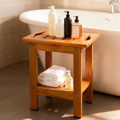 VaeFae Teak Shower Bench, Small Bench - Image 5