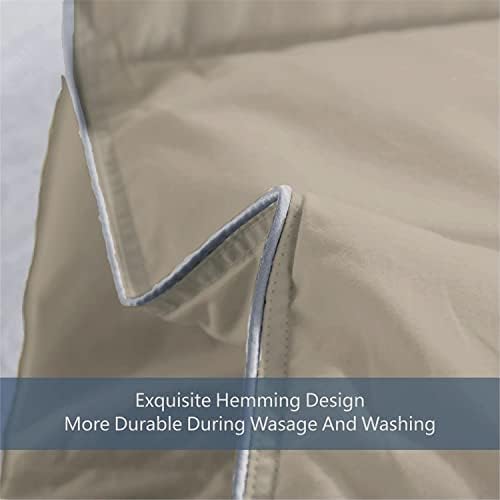 MAPLE DOWN Super King Plus Size Comforter Duvet Insert-Down Alternative Comforter Quilted with Corner Tabs-Lightweight Fluffy Breathable Machine Washable (Light Brown, 128“x120“) - Image 4