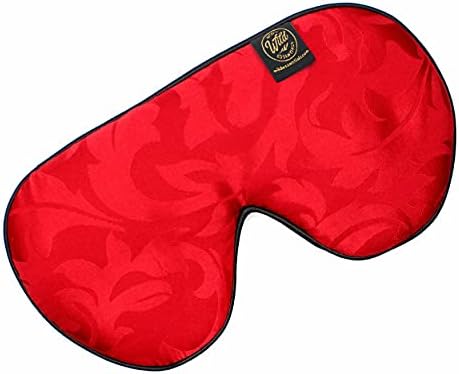 Dream Essentials Ultra Silk 360 Sleep Mask, Red Jacquard, All Natural Hypoallergenic Mulberry Silk, 2 Fully Adjustable Straps, Thin Profile mask Great for Side, Stomach or Back Sleepers by WildEssentials