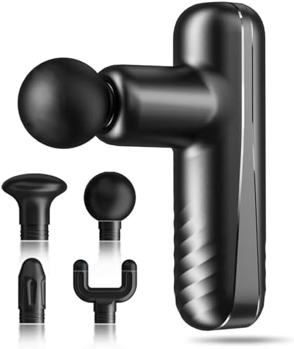 Mini Massage Gun for Deep Tissue Percussion - Portable Handheld Massager for Muscle Relaxation with 4 Massage Heads High-Intensity Vibration Rechargeable Small Massage Gun by Unknown